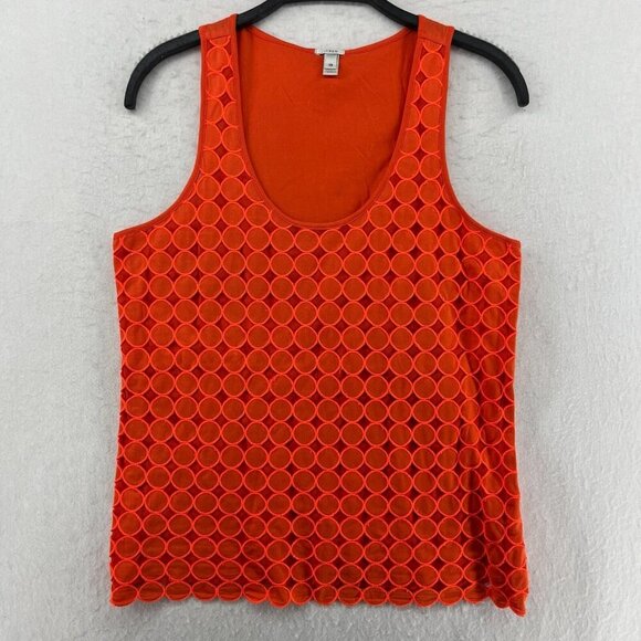 J.Crew Tank Top Womens XS Orange Eyelet Dot Pattern Scoop Neck Pullover Coastal - Picture 1 of 11